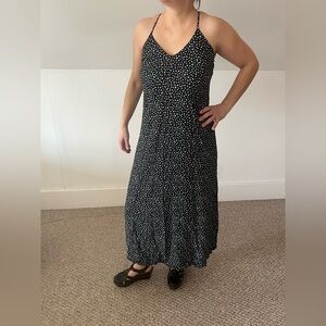 Old Navy Black and White Spotted Midi Dress